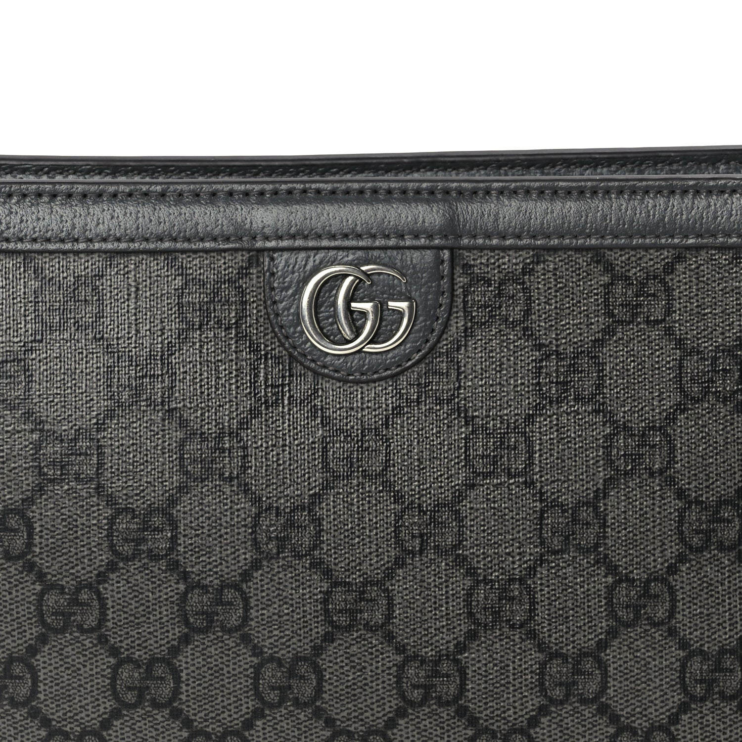 Gucci GG Supreme Monogram Textured Dollar Calfskin Ophidia Wristlet Pouch  Grey Black Graphite Grey 5 of 7