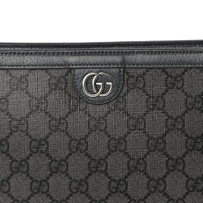 Gucci GG Supreme Monogram Textured Dollar Calfskin Ophidia Wristlet Pouch  Grey Black Graphite Grey 5 of 7