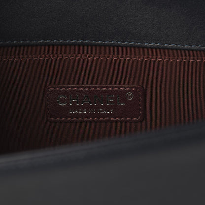 Chanel Calfskin Woven Medium Boy Flap Navy Green 6 of 11