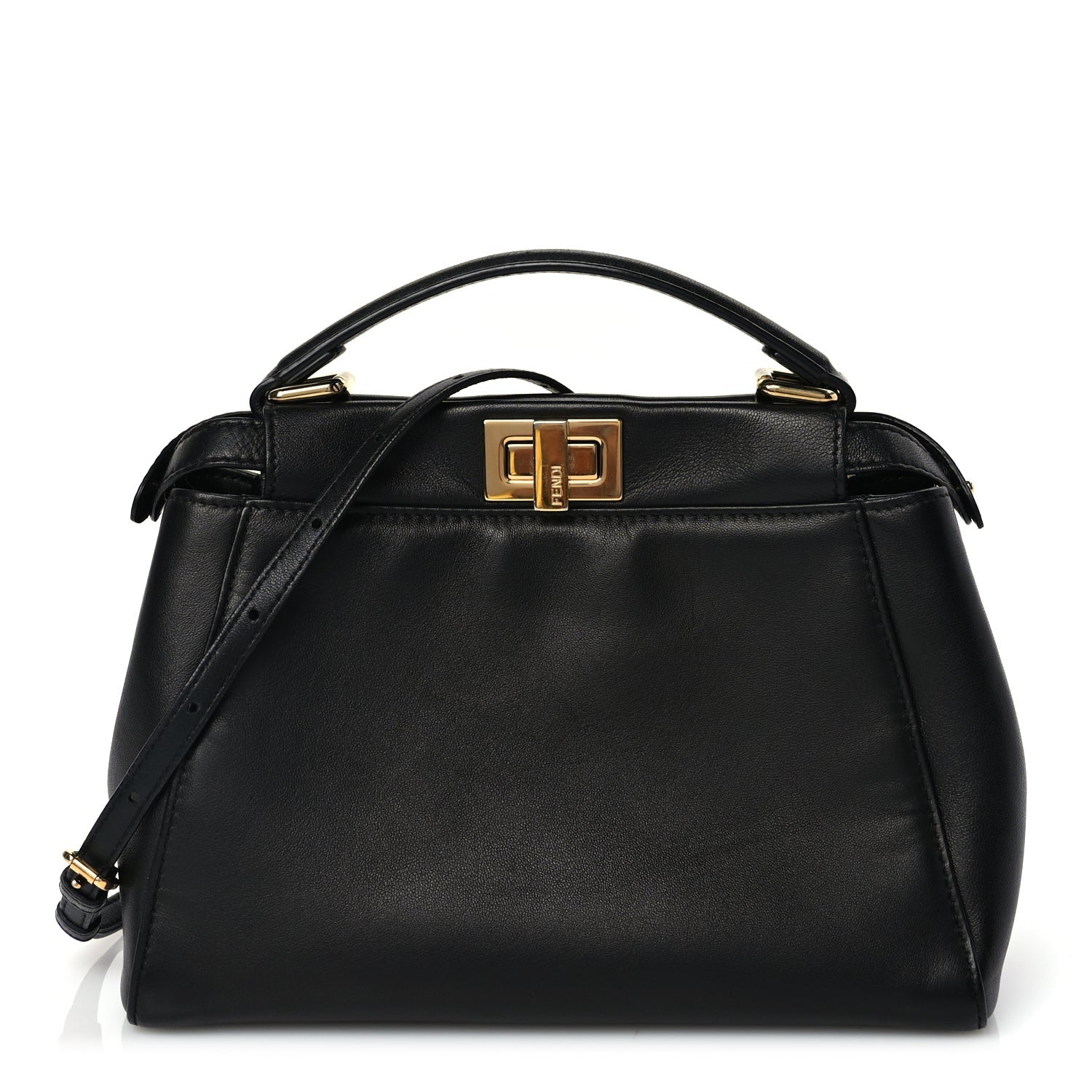 Fendi Nappa Mini Peekaboo Iconic Satchel Black 1 of 8