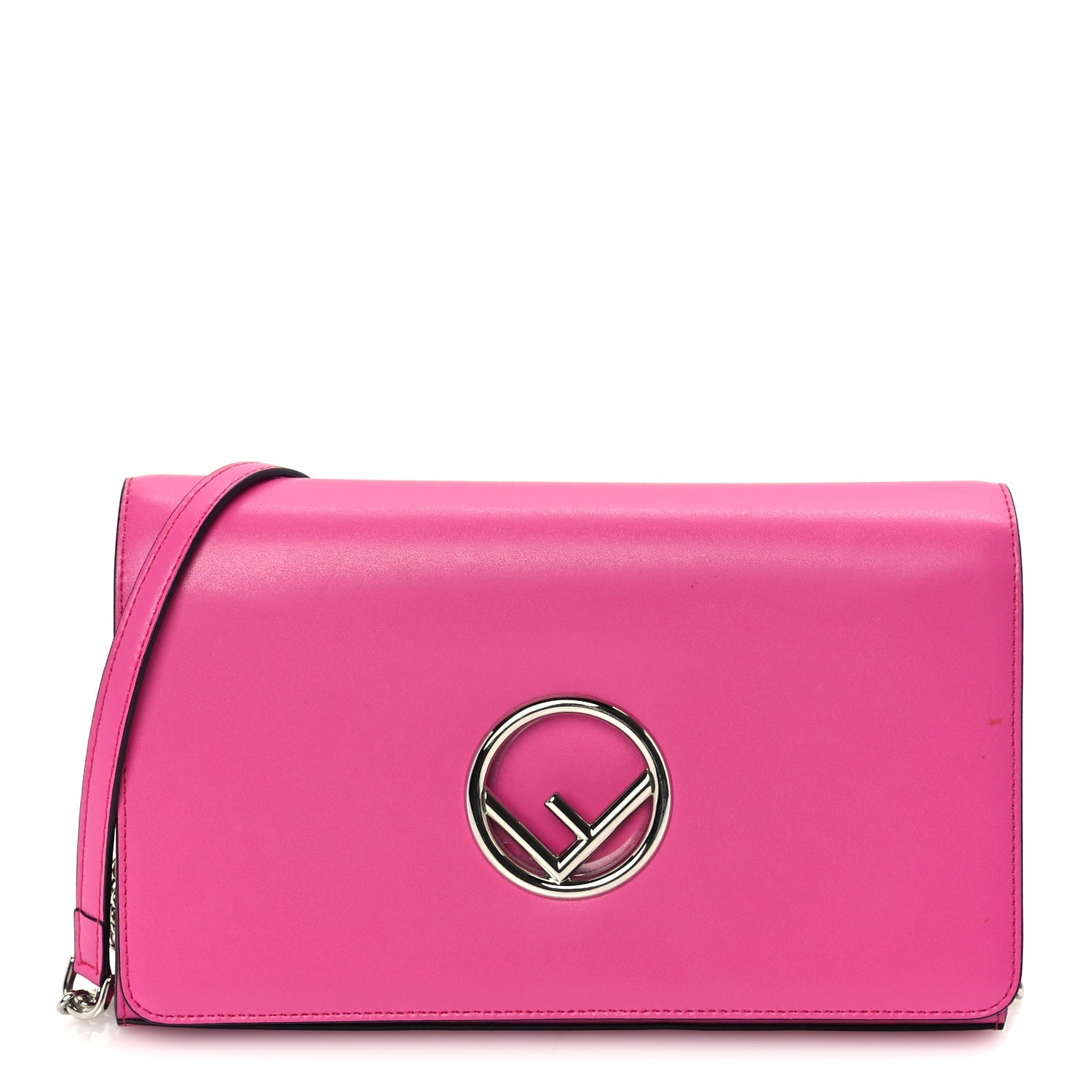 Fendi Vitello Liberty Lucido F is  Wallet on Chain Fuschia 1 of 8