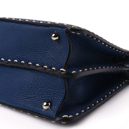 Fendi Vitello Granato Camoscio Selleria Macro Stitchings Medium Peekaboo I SEE U Satchel Blue Cyan 9 of 9