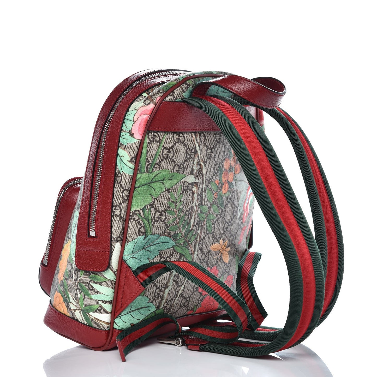 GG Supreme Monogram Tian Web Small Day Backpack Beige Multicolor Red