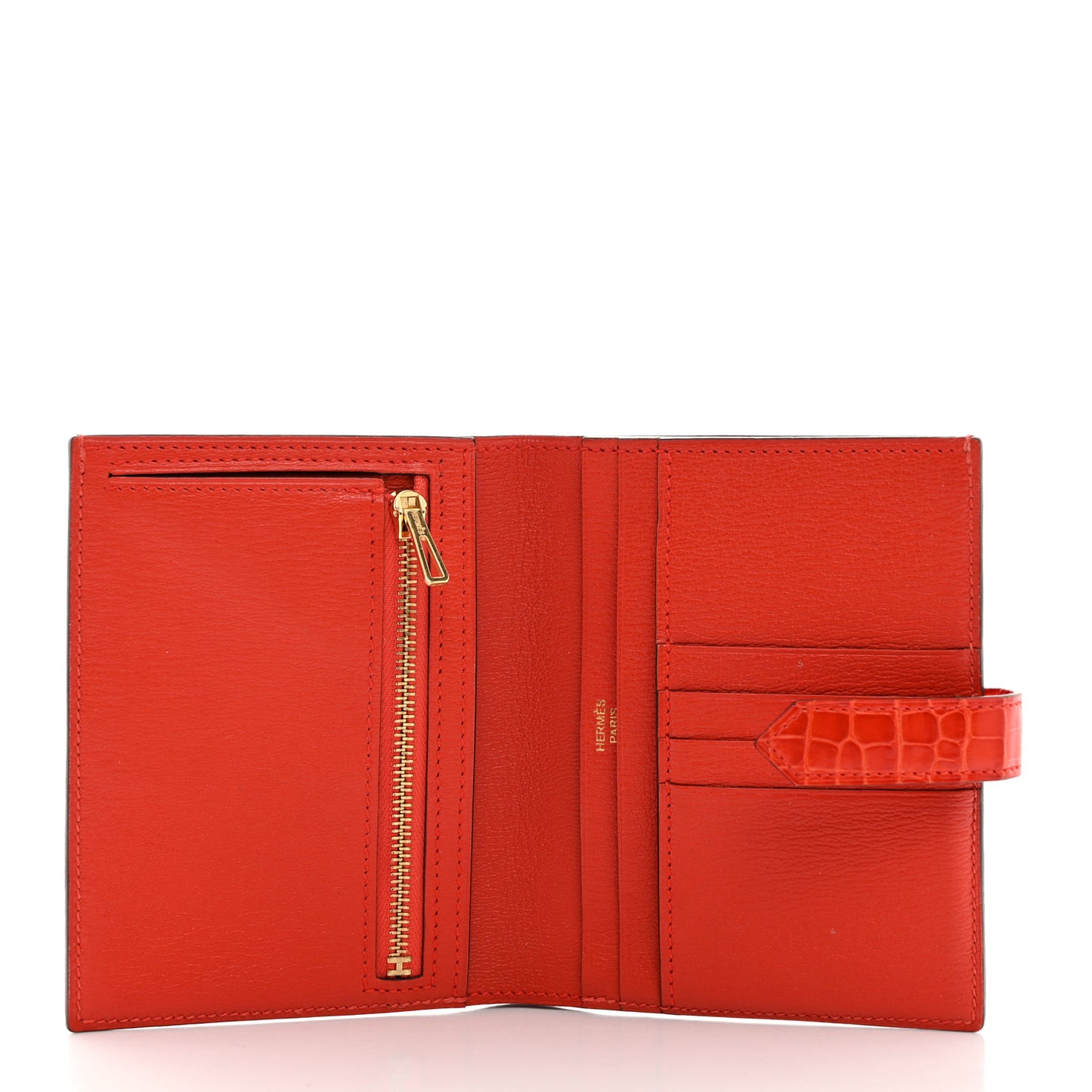 Shiny Alligator Bearn Compact Wallet Orange Poppy