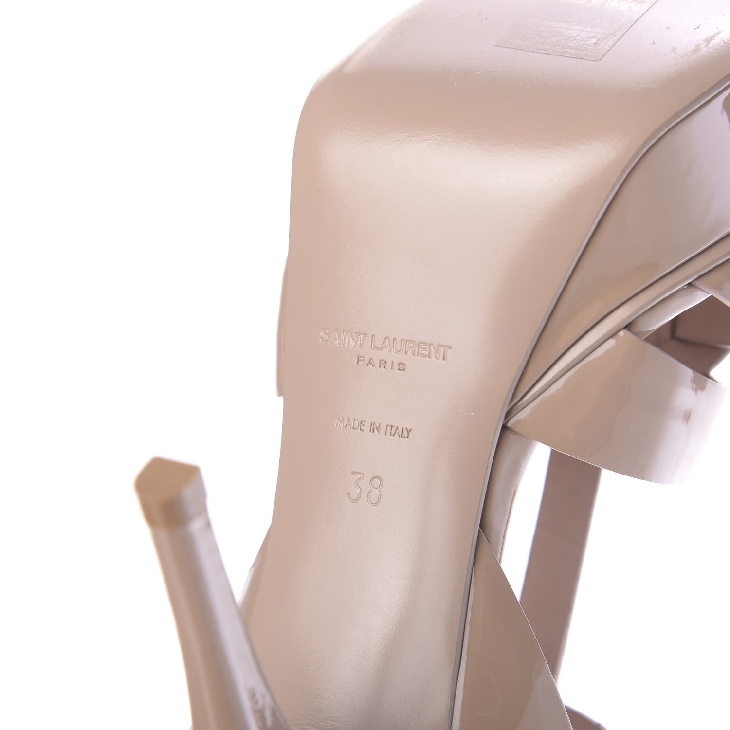 Saint Laurent Patent Tribute 75 Platform Sandals 38 Nude 9 of 10