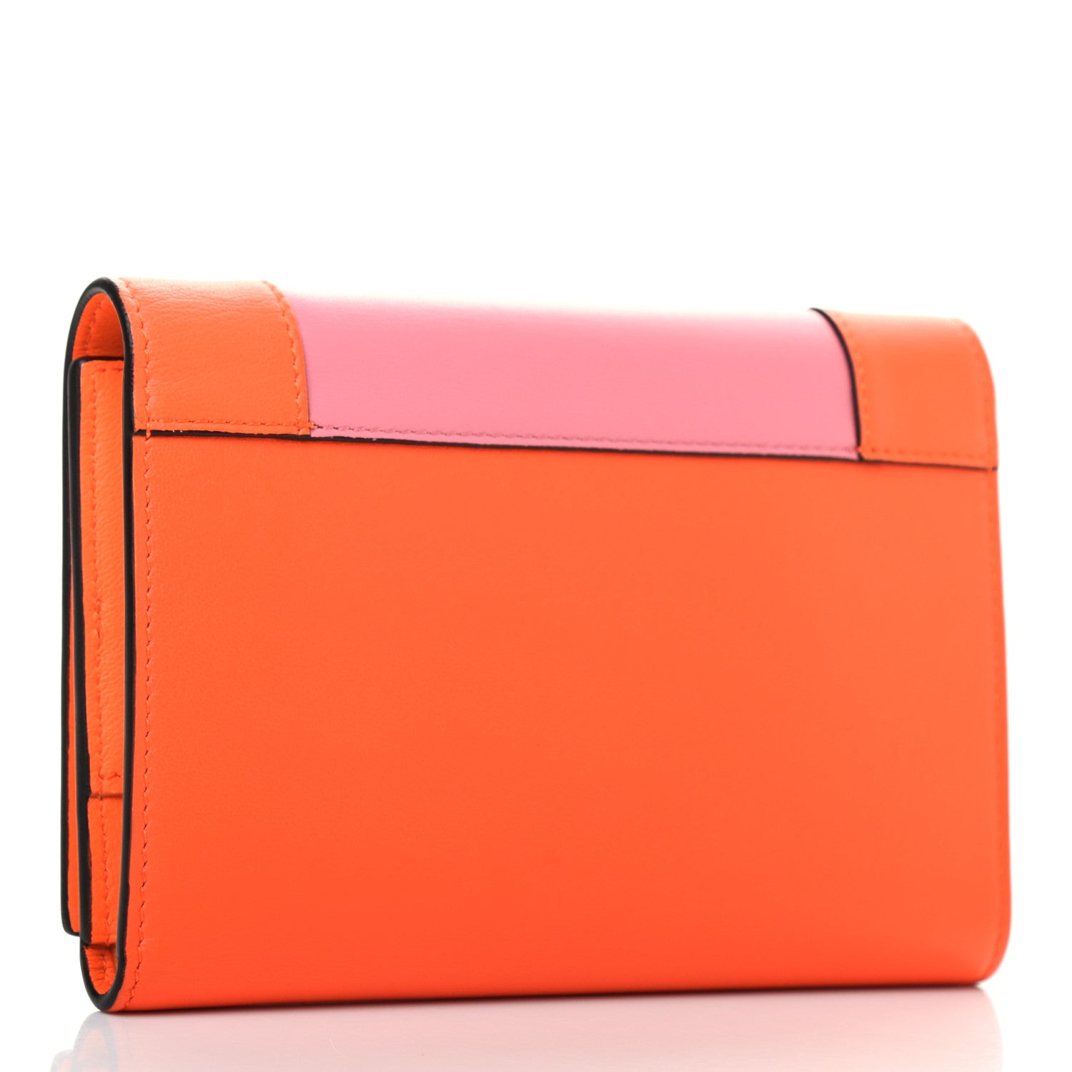 Celine Smooth Lambskin Medium Frame Multifunction Wallet Orange Flamingo 2 of 6