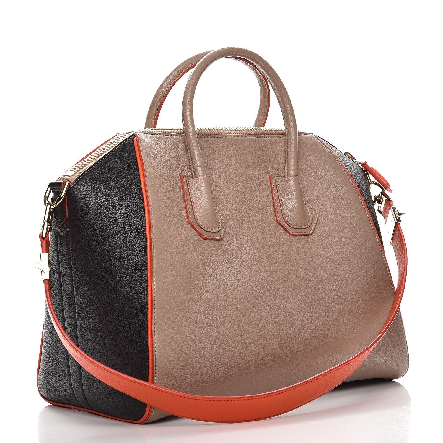 Givenchy Sugar Goatskin Medium Tri-Color Antigona Taupe Black Orange 3 of 9