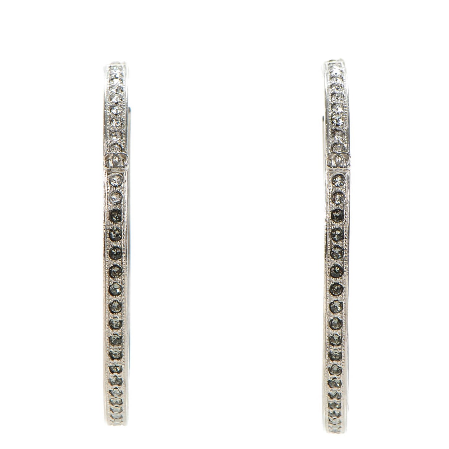 Crystal CC Hoop Earrings Grey Silver