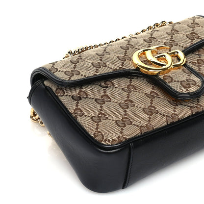 Gucci Monogram Matelasse Diagonal Mini GG Marmont Shoulder Bag Beige Black 8 of 9