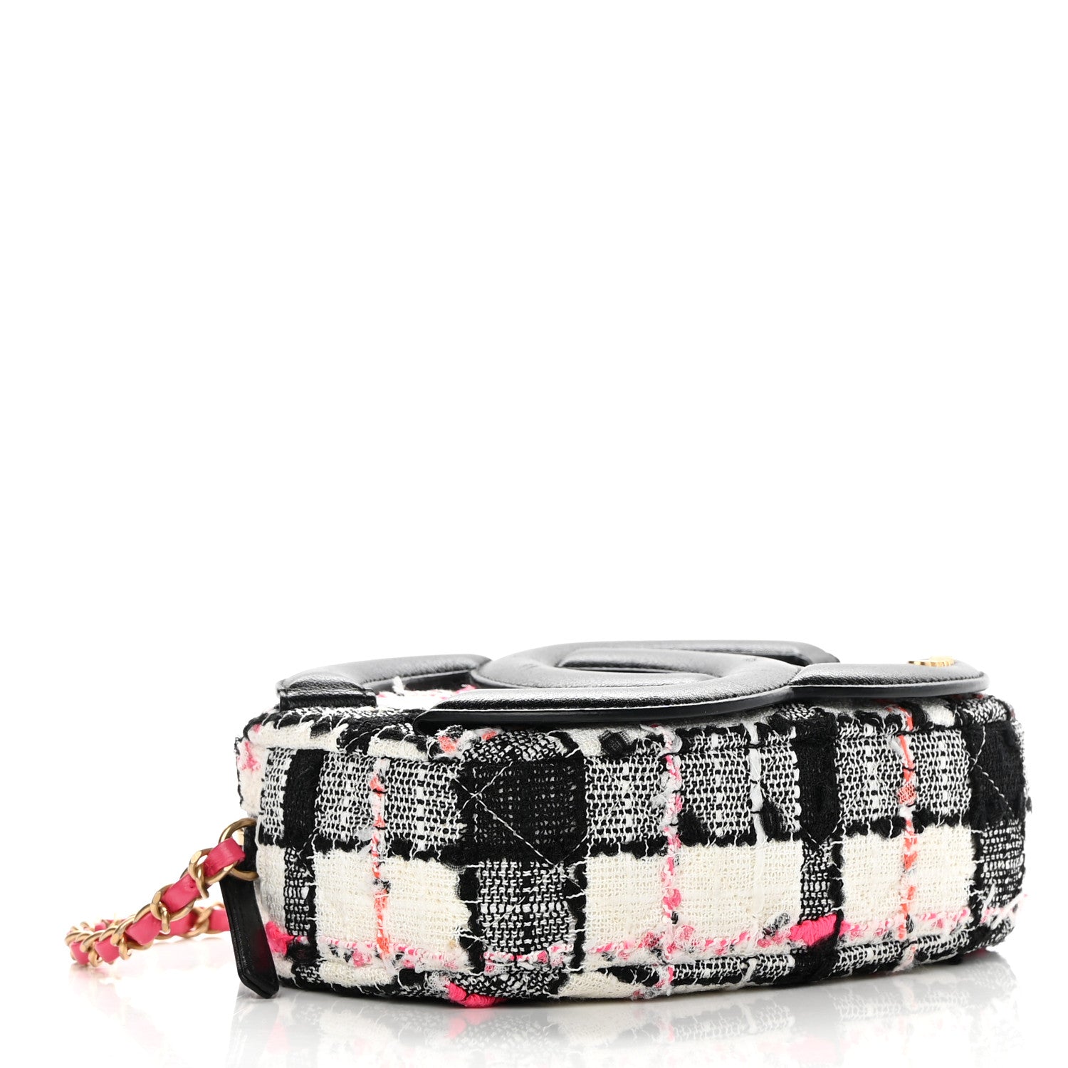 Chanel Tweed Lambskin Quilted Coco Midnight Camera Case White Black Multicolor 4 of 12