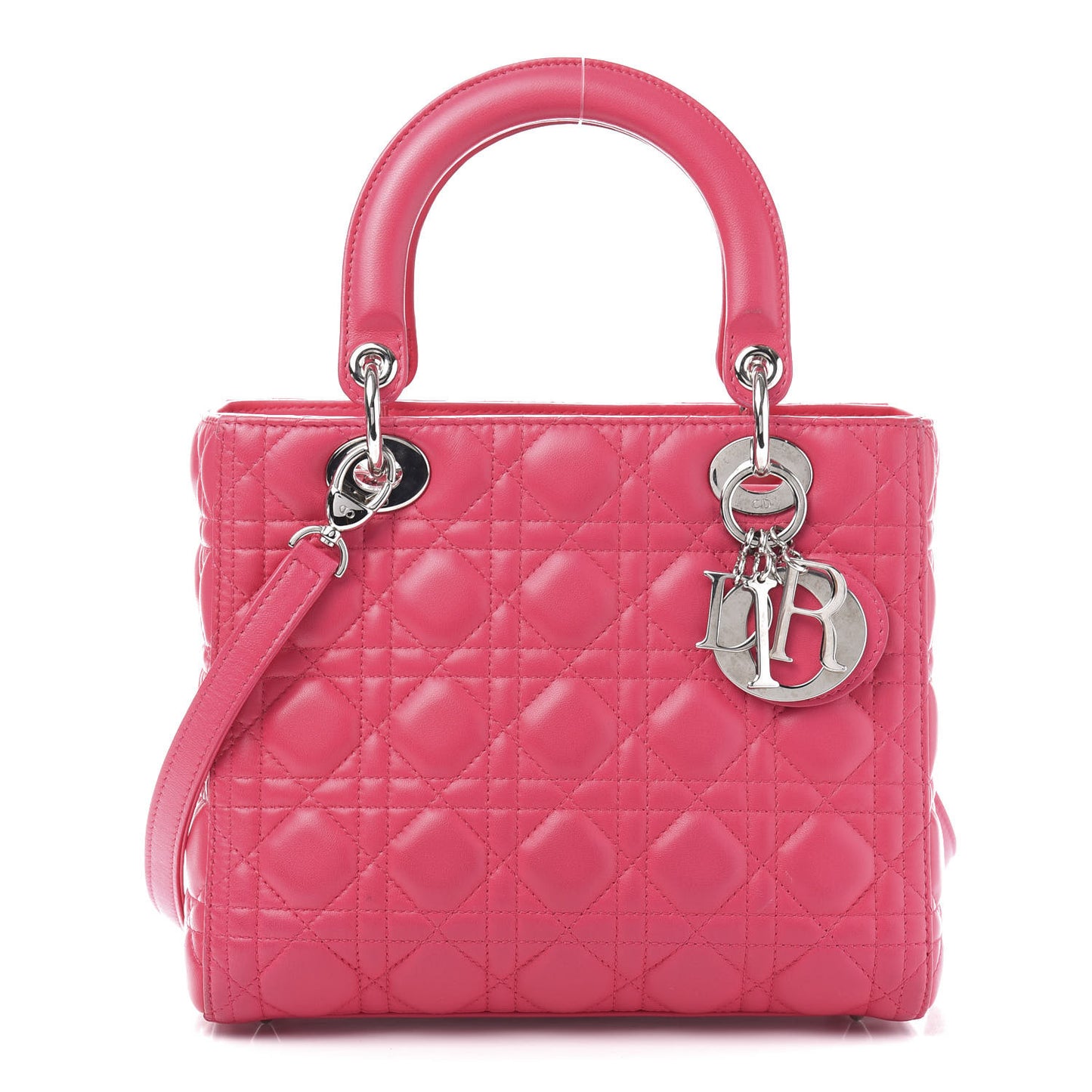 Lambskin Cannage Medium Lady Dior Fuchsia