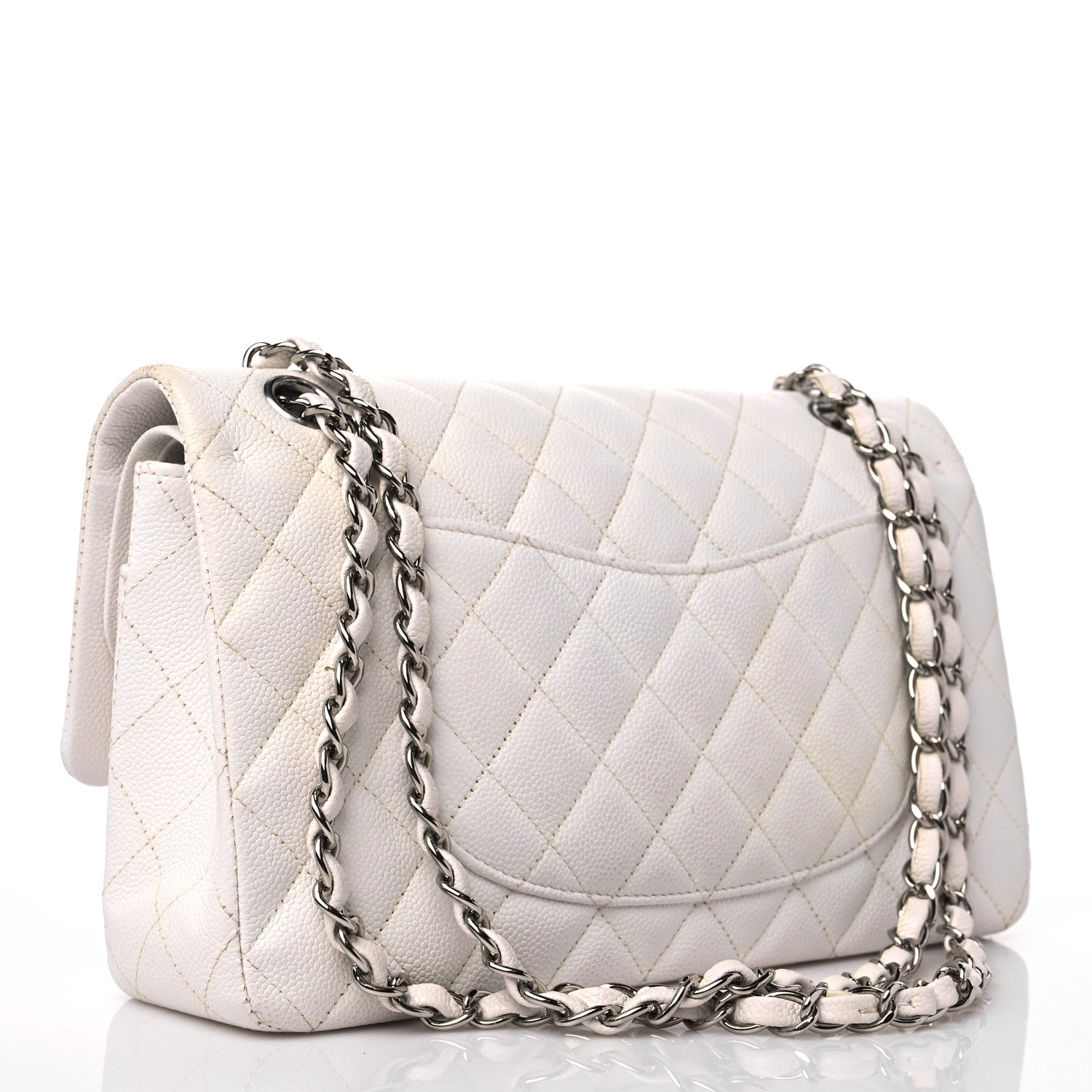 Chanel Caviar Quilted Medium Double Flap White 3 of 15