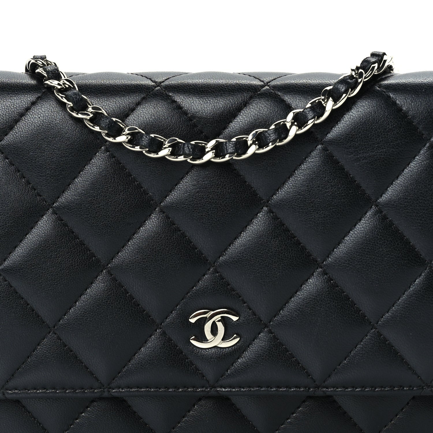Chanel Lambskin Quilted Wallet On Chain WOC Black 7 of 9