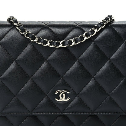 Chanel Lambskin Quilted Wallet On Chain WOC Black 7 of 9