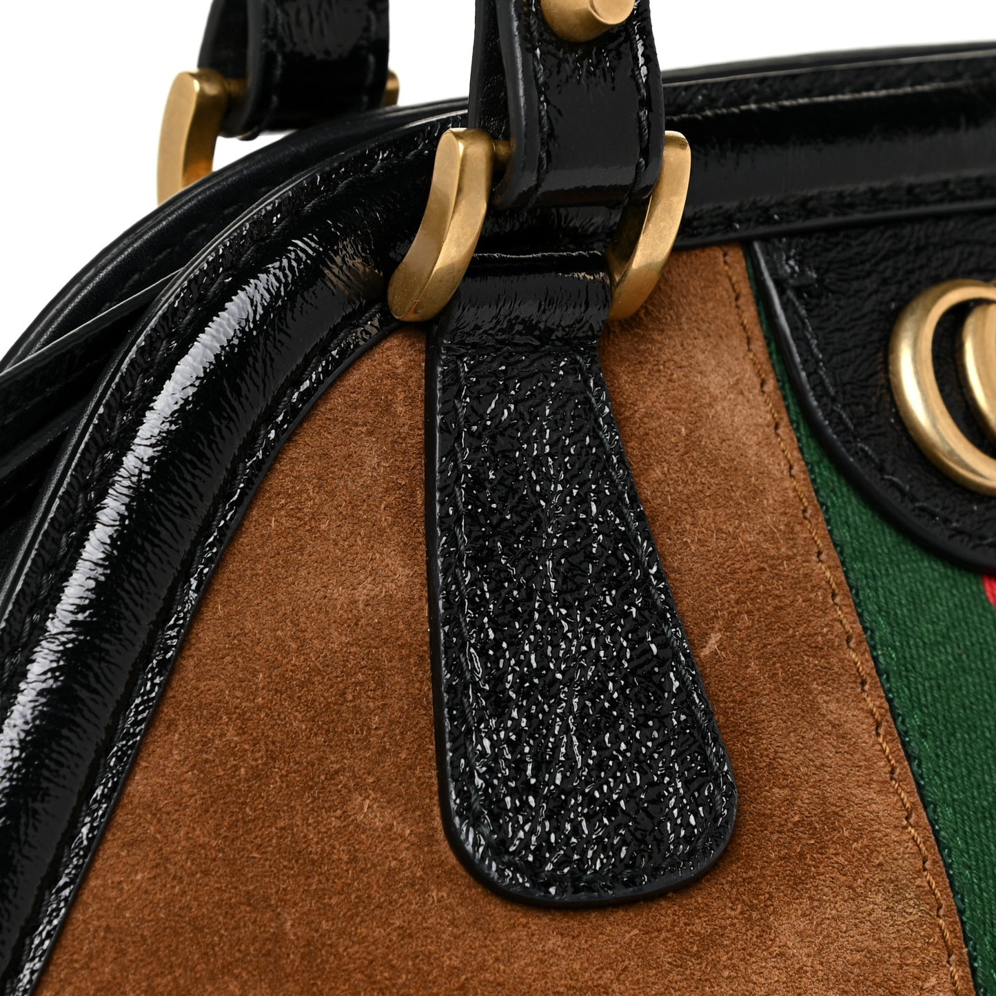 Suede Ophidia Medium Re(Belle) Top Handle Bag Nocciola Black