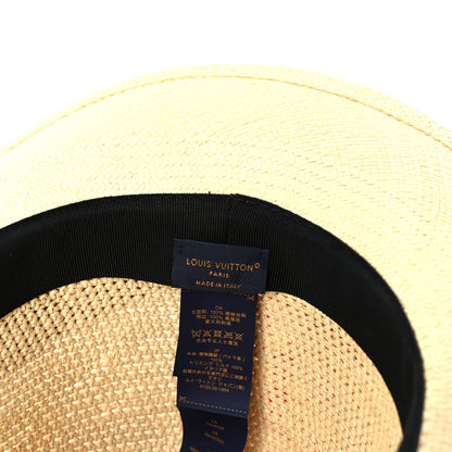 Louis Vuitton Raffia Tiles By The Pool Panama Fedora S Natural Coral 2 of 9