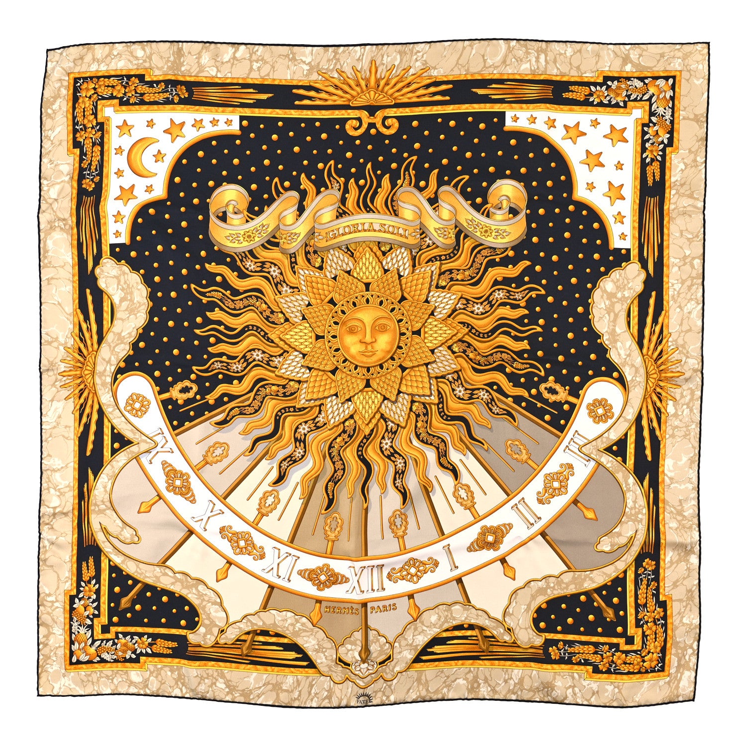 Hermes Silk Carpe Diem Scarf 90 Black 1 of 4