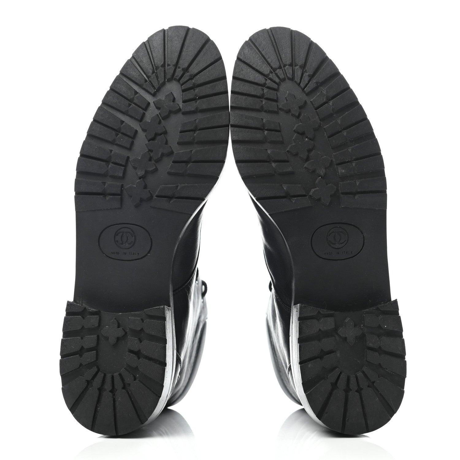 Chanel Calfskin Lace Up Combat Boots 36.5 Black 5 of 7