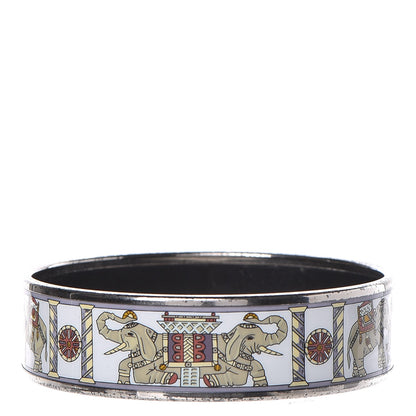 Hermes Enamel Printed Elephant Torana Wide Bracelet 65 3 of 6