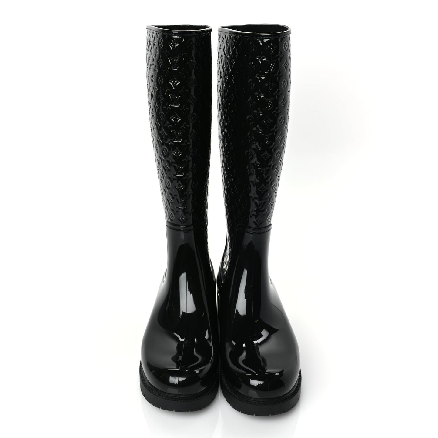 Rubber Embossed Monogram Splash Rain Boots 38 Black Monogram