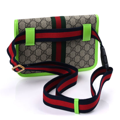 Gucci GG Supreme Monogram Web Small Ophidia Belt Bag Beige Ebony Electric Green Ebony Electric Green 2 of 9