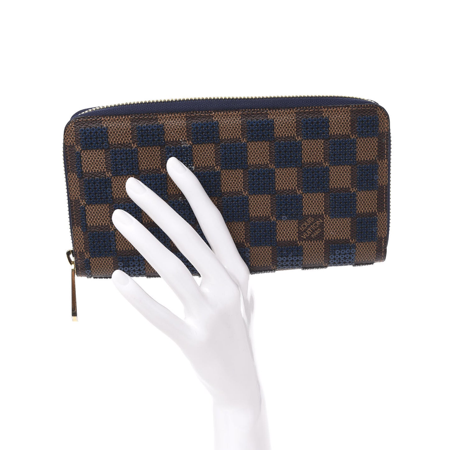 Damier Paillettes Zippy Wallet Blue