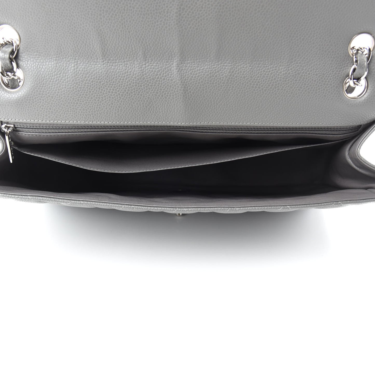 Caviar Quilted Maxi Single Flap Grey