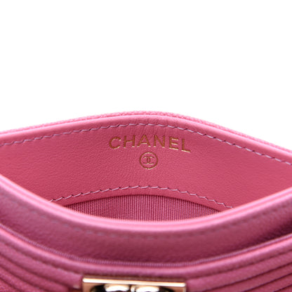 Chanel Caviar Quilted Boy Card Holder Pink 8 of 10