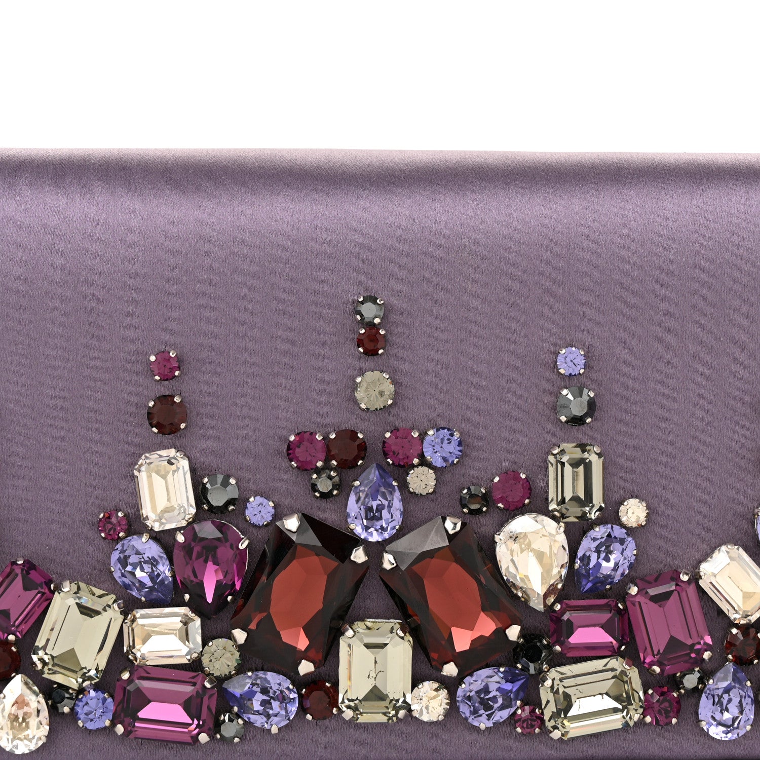 Prada Satin Raso Crystal Embellished Clutch Mirtillo 8 of 13