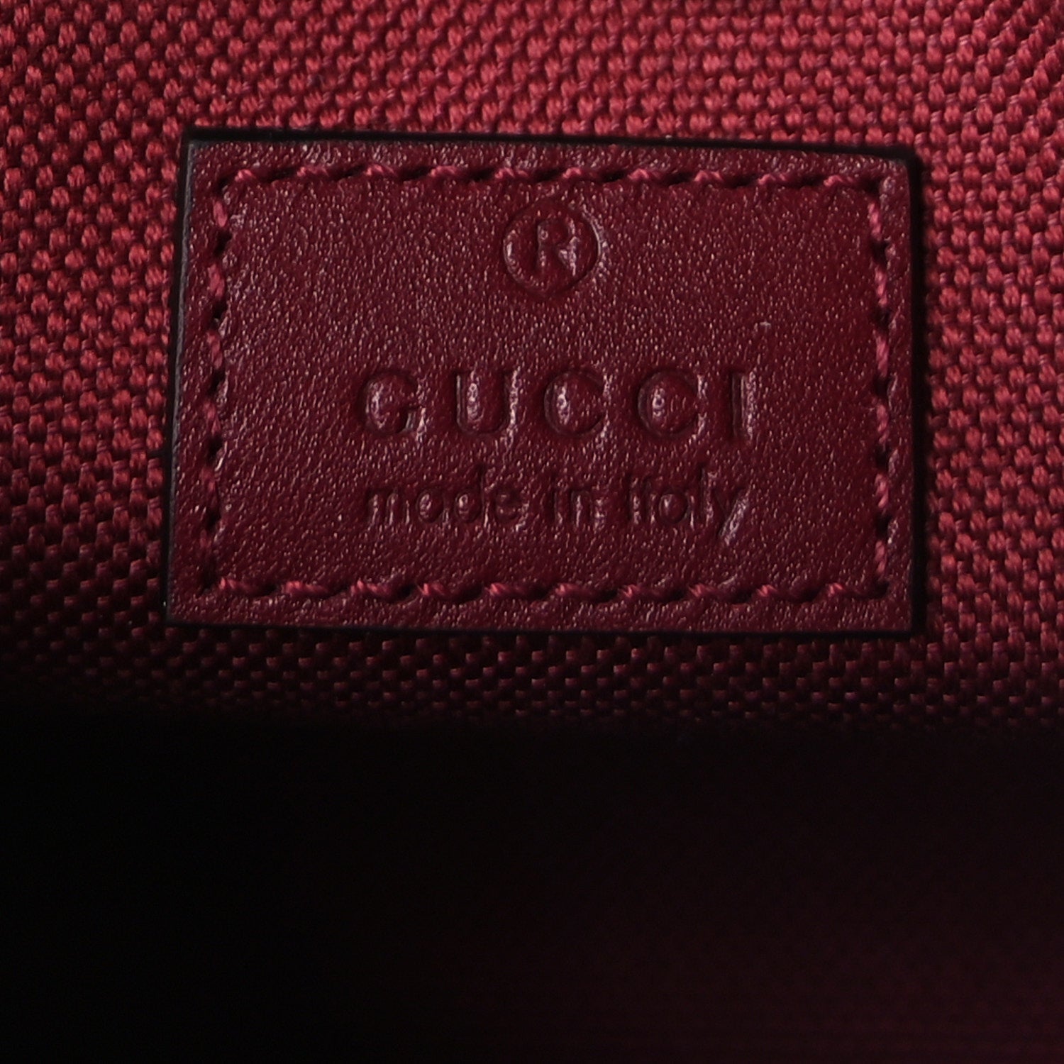 Gucci GG Calfskin Embossed Emblem Small Bucket Bag Rosso Ancora Red 5 of 8