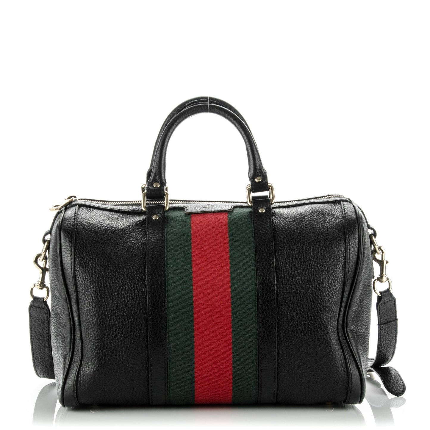 Calfskin Vintage Web Medium Boston Black