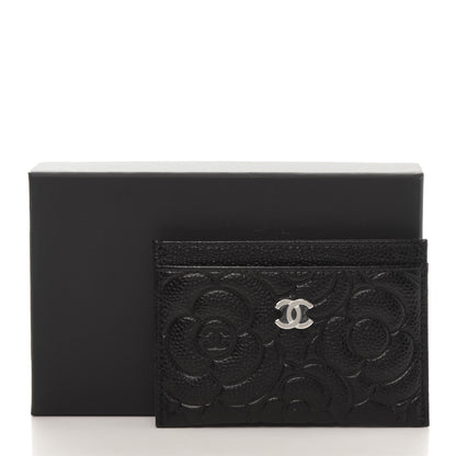 Chanel Caviar Camellia Embossed Card Holder Black 9 of 9