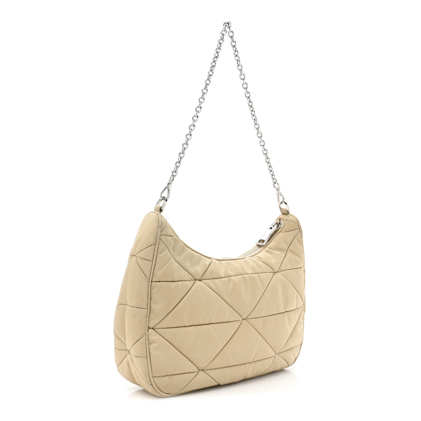 Re-Nylon Triangle Quilted Padded Patchwork System Shoulder Bag Deserto