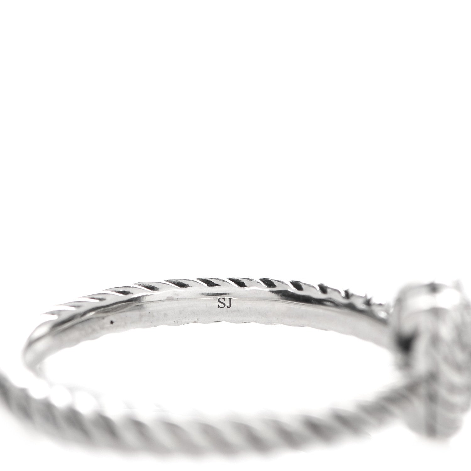 David Yurman Sterling Silver Diamond Cable Classics Heart Ring 52 6 4 of 5