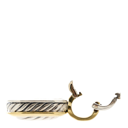 David Yurman Sterling Silver 18K Yellow Gold 16mm Sculpted Cable Enhancer Pendant 4 of 4