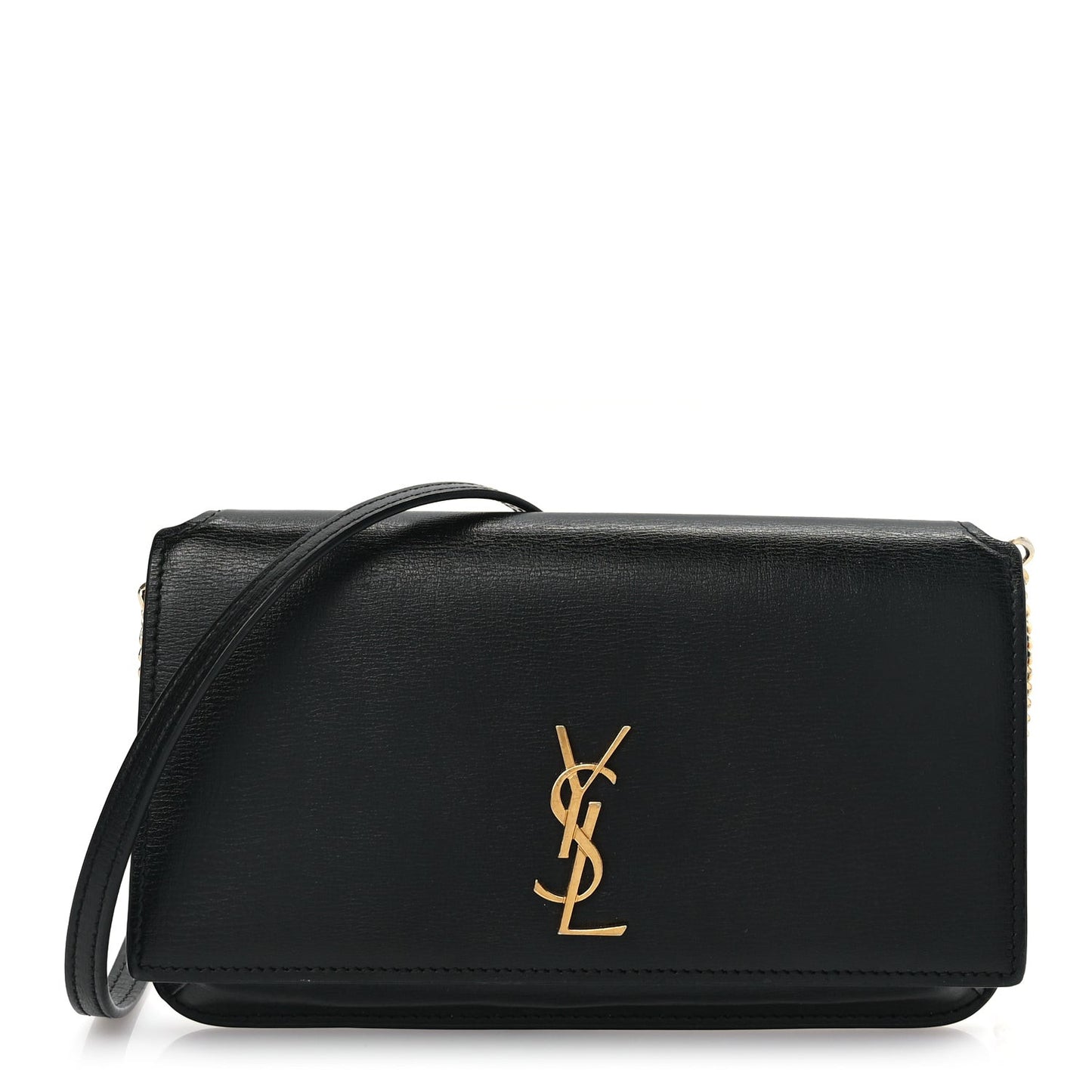 Smooth Calfskin Monogram Phone Holder Crossbody Black