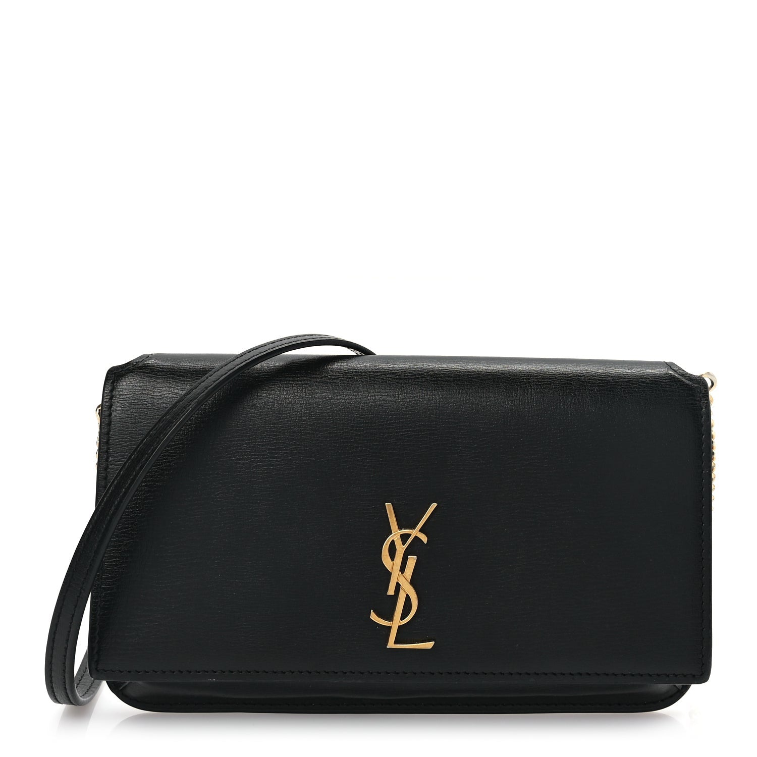 Saint Laurent Smooth Calfskin Monogram Phone Holder Crossbody Black 1 of 8