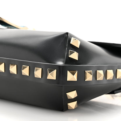 Valentino Garavani Brushed Calfskin Rockstud Flip Lock Chain Shoulder Bag Black 8 of 15