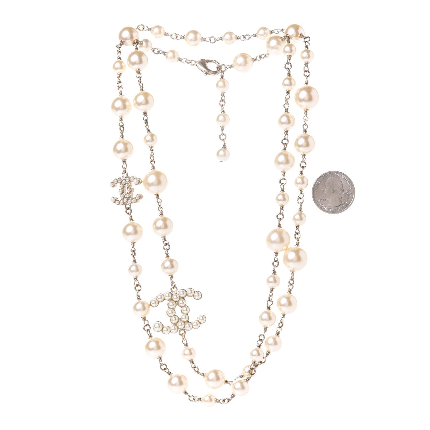 Chanel Pearl CC Long Necklace Gold 2 of 5