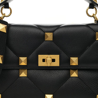 Valentino Garavani Nappa Large Roman Stud Shoulder Bag Black 6 of 8