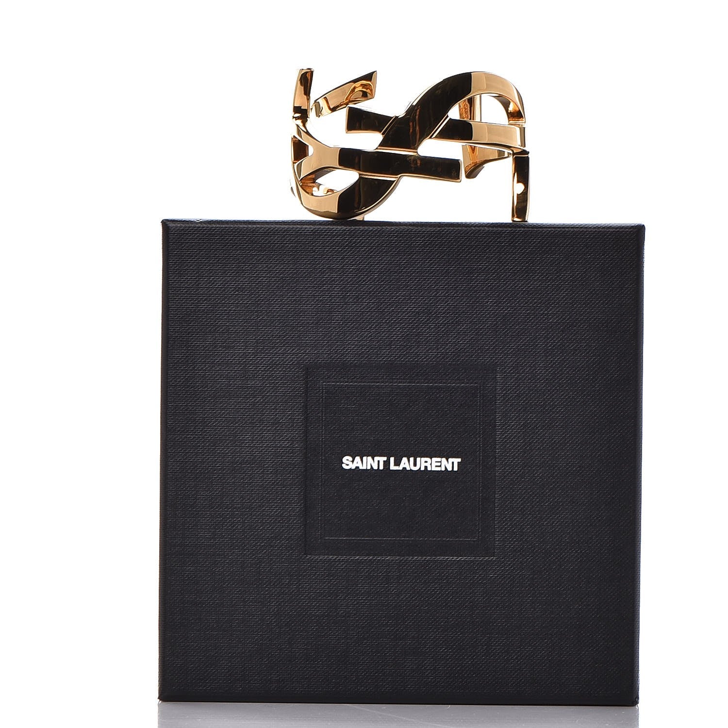 Saint Laurent Brass Monogram Small Cuff Bracelet Gold 5 of 5