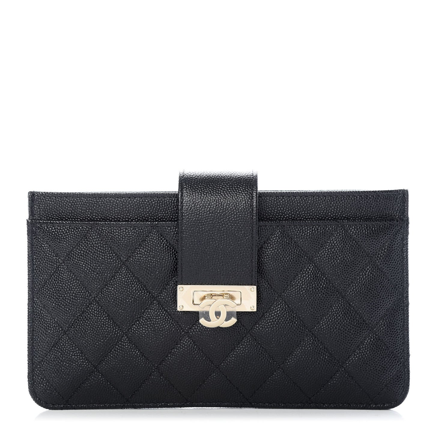 Caviar Quilted CC Strap Pouch Black
