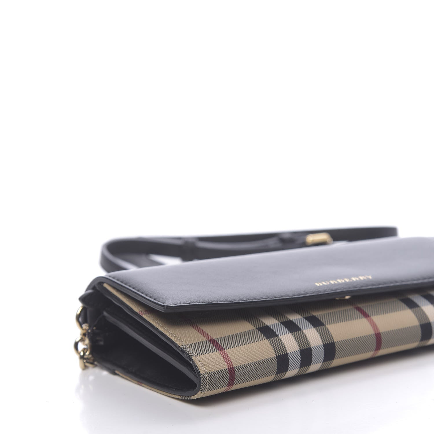 Burberry Calfskin House Check Henley Wallet On Chain Black 9 of 11