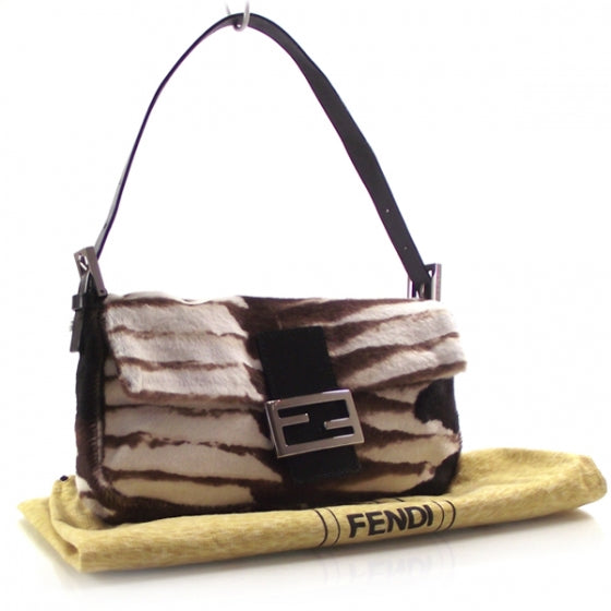 Fendi Calf Hair Zebra Print Baguette Handbag Bag 3 of 14