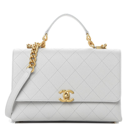 Chanel Grained Calfskin Small Stitched Flap Grey 1 of 10