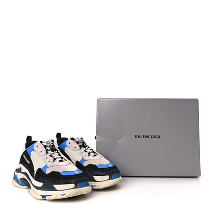 Balenciaga Fabric Mesh Mens Triple S Sneakers 43 Black Blue White 10 of 10