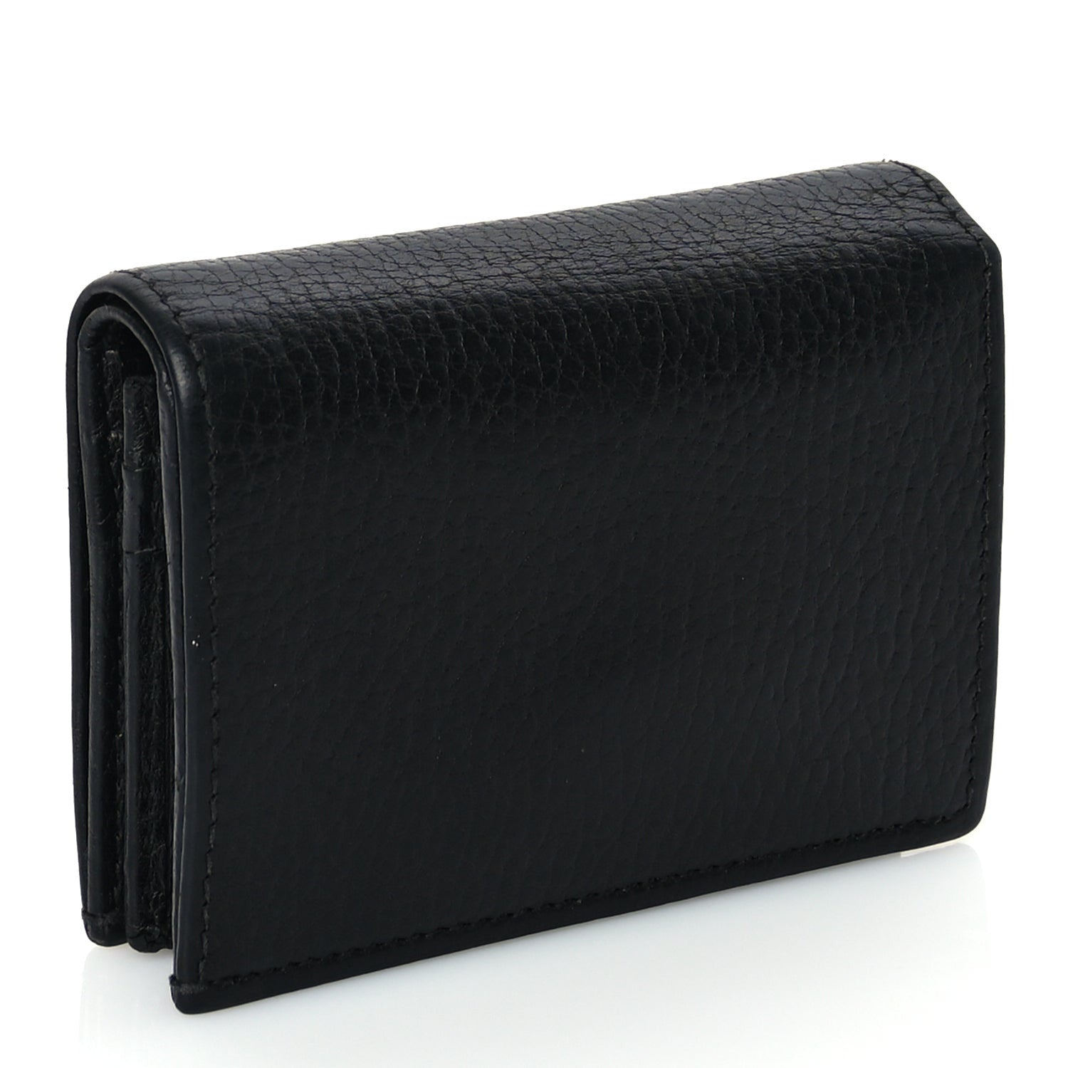 Gucci Pebbled Calfskin GG Marmont Card Case Black 3 of 7