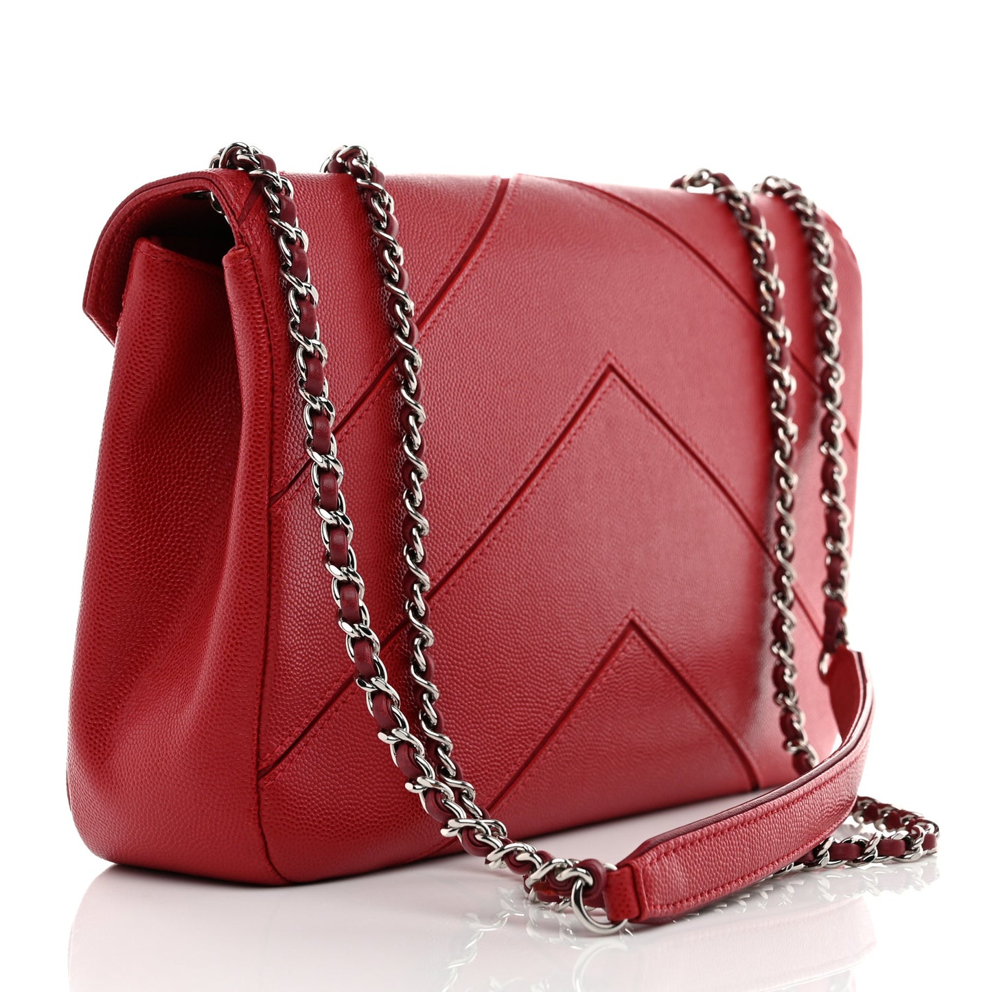 Caviar Macro Chevron Single Flap Red