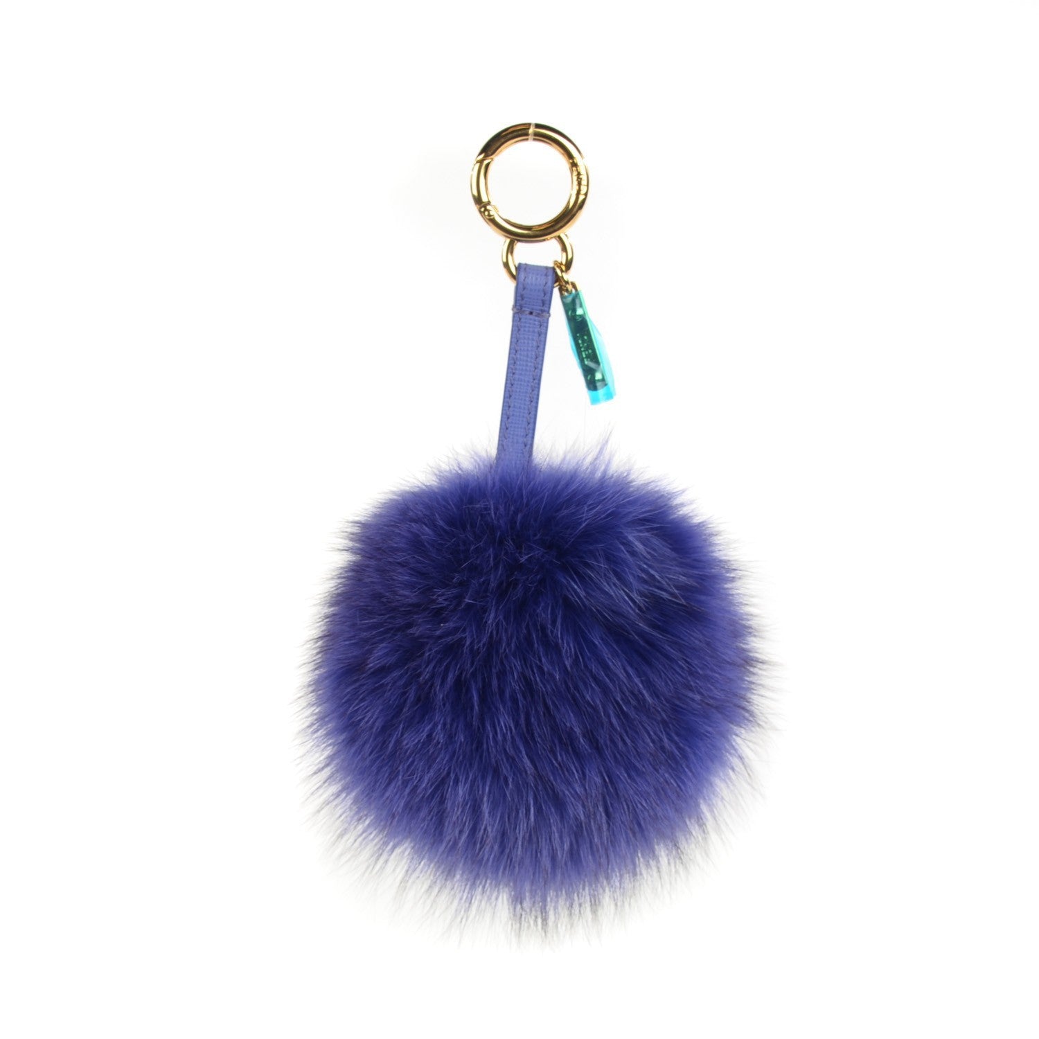 Fendi Fox Fur Vitello Elite Pom Pom Bag Charm Viola Cassis 1 of 7