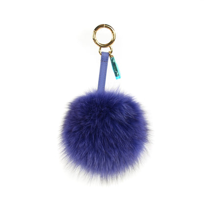 Fendi Fox Fur Vitello Elite Pom Pom Bag Charm Viola Cassis 1 of 7